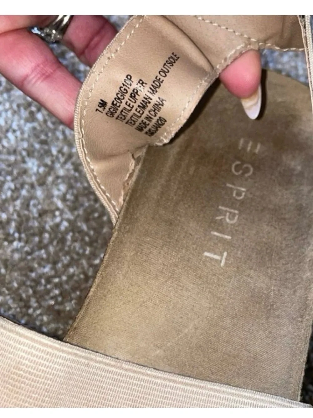 Esprit Women shoes Sandals Tan Espadrille Platform SZ 7.5 GiGi slip on platform